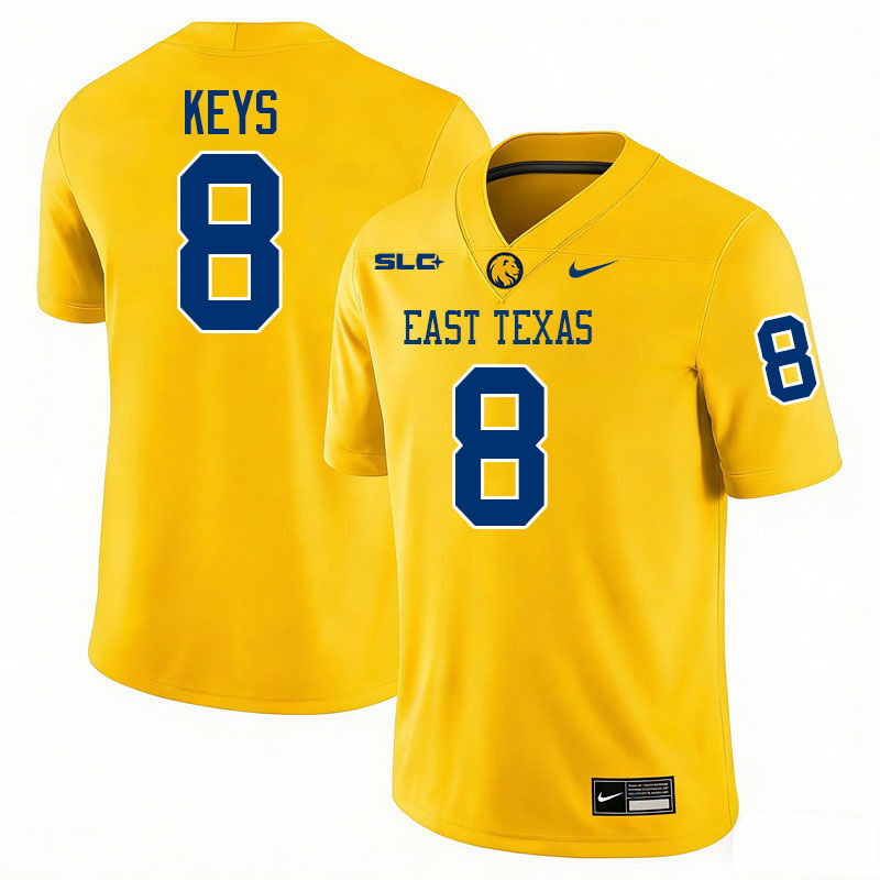East Texas A&M Lions #8 Devante Keys College Football Jerseys,Uniforms-Gold